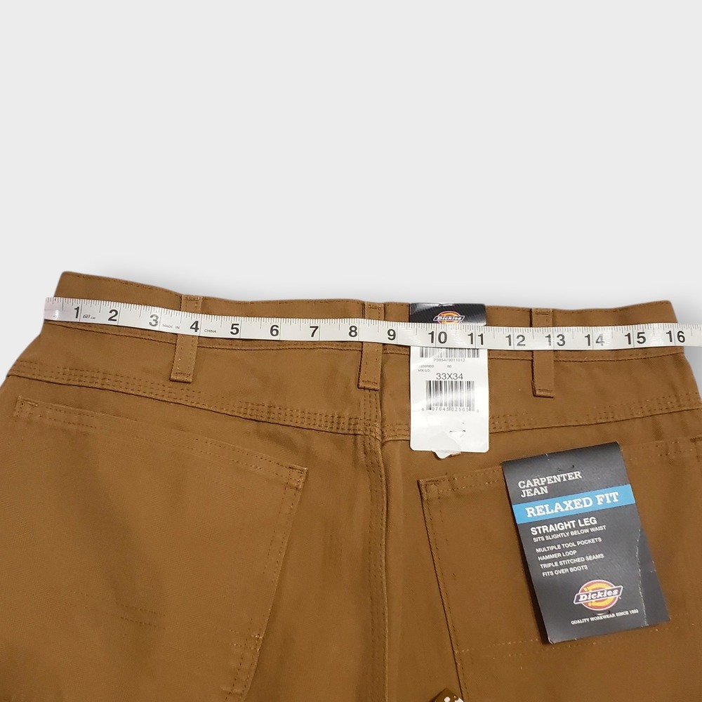NWT Dickies Mens Carpenter Jeans Relaxed Fit Straight Leg Khaki Brown 33x34 - Picture 8 of 11